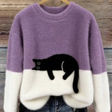 Nina - Sweater Oversized com Estampa de Gato