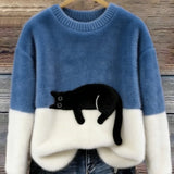 Nina - Sweater Oversized com Estampa de Gato