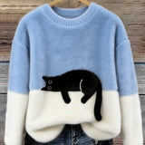 Nina - Sweater Oversized com Estampa de Gato