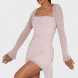 Sónia - Vestido Mini com Brilho e Decote
