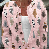 Marion | Cardigan Relaxado com Estampa de Gato