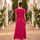 Slavica | Elegante Maxi Vestido com Pregas e Cintura Amarrada