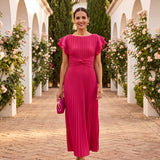 Slavica | Elegante Maxi Vestido com Pregas e Cintura Amarrada