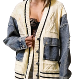 Marina | Cardigan de Malha Patchwork Relaxado