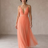 Milica | Maxi Vestido Brilhante Coral