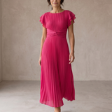 Slavica | Elegante Maxi Vestido com Pregas e Cintura Amarrada