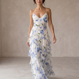 Marina | Vestido midi florido com ruffles