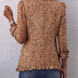Vyclara | Jaqueta Rendada com Estampa Floral Boémia Vintage