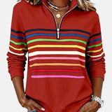 Janete | Sweatshirt Listrado com Gola Zippada